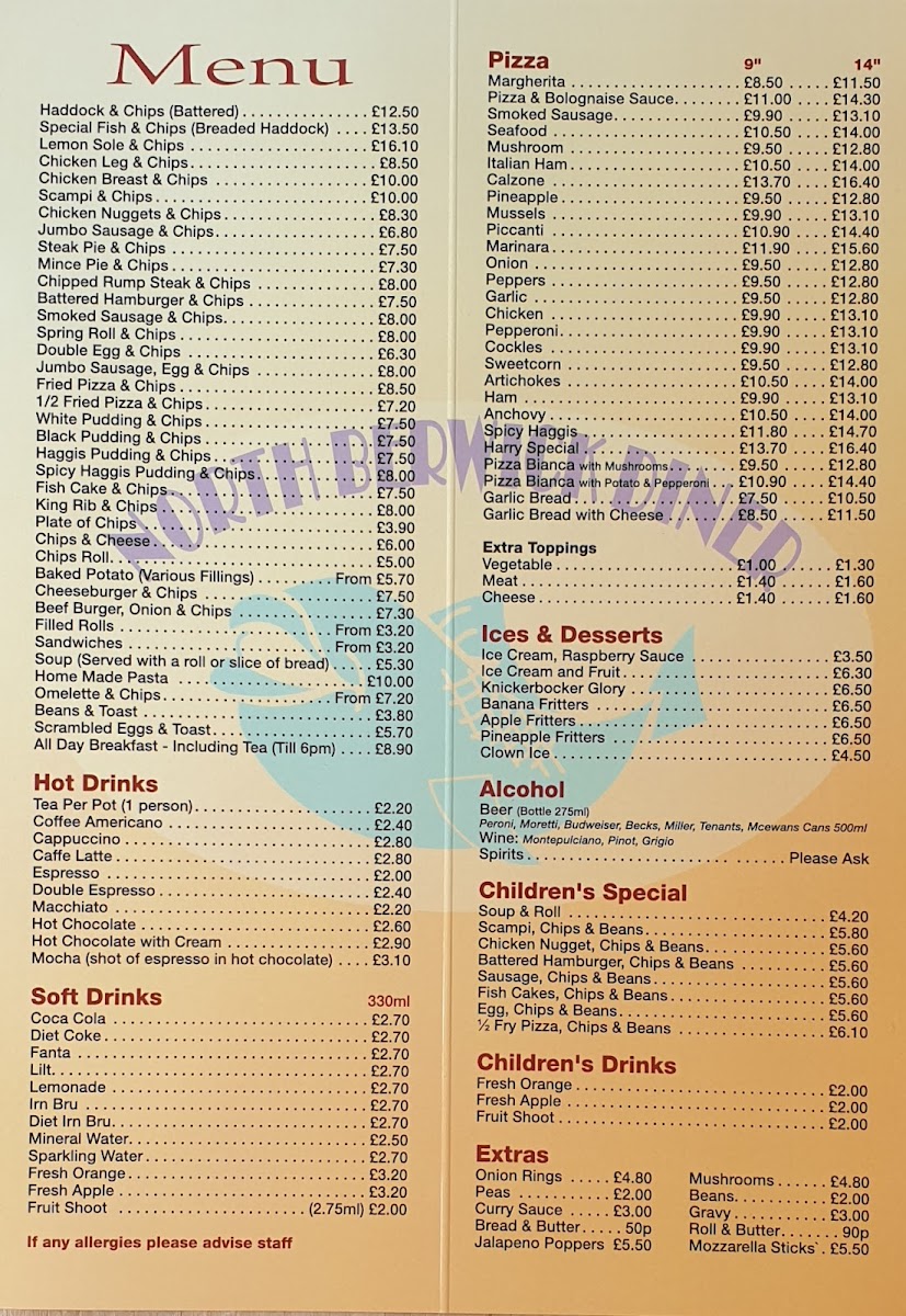 North Berwick Fry Menu - Image 2